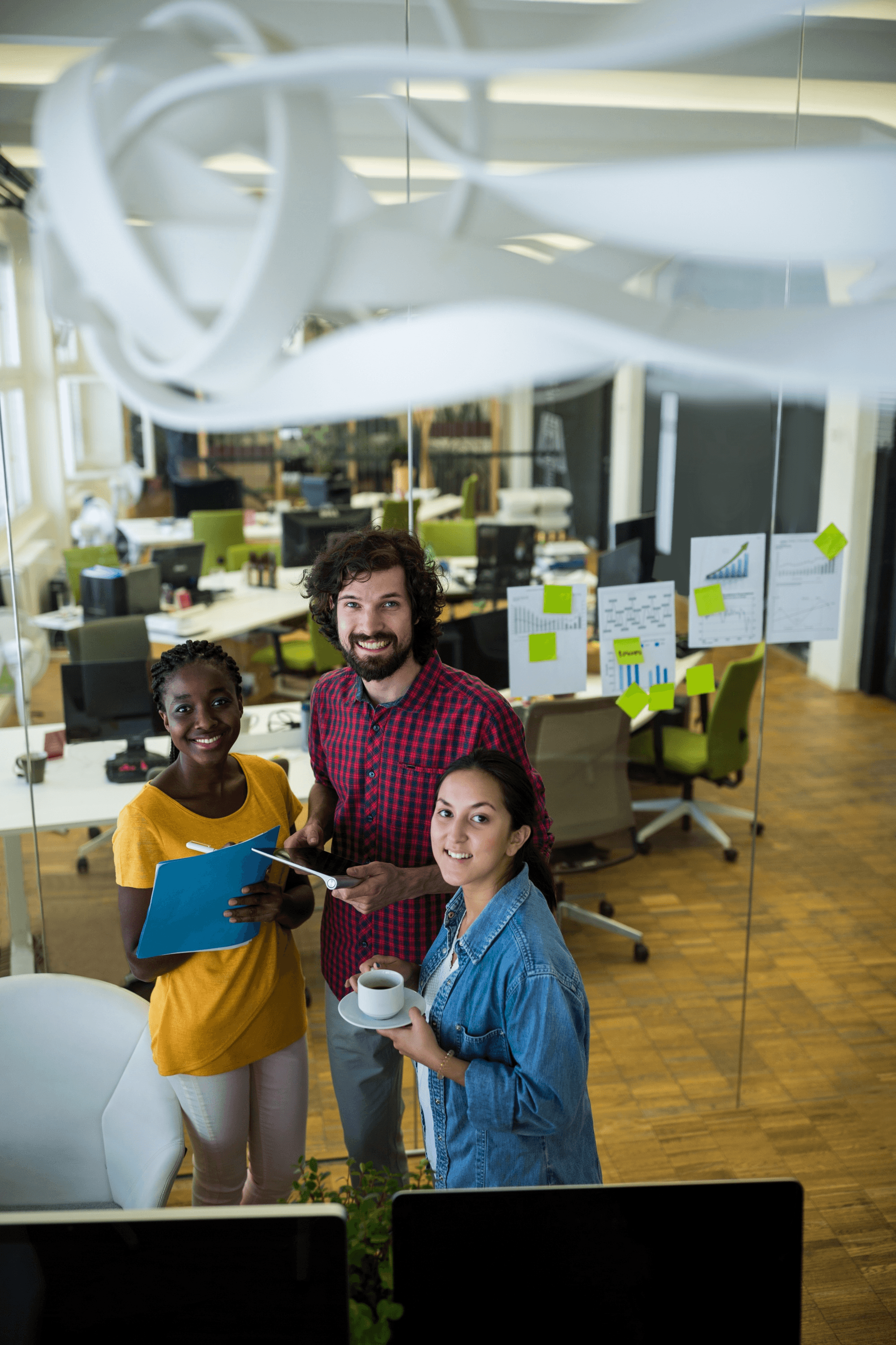 Colleagues sharing ideas in the office